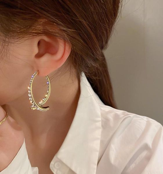 

dangle chandelier design double arc crystal rhinestone earrings for women c earings pendientes boucle oreille femme6382104, Silver