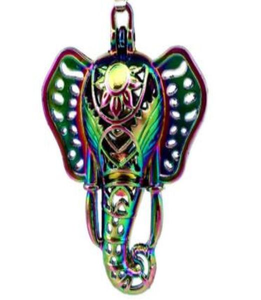 

rainbow color indian elephant beads cage jewelry making essential oil diffuser pearl cage lucky locket pendant a564568204, Silver