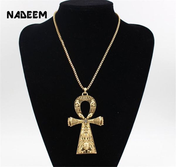 

selling single delicacy egyptian engraving ankh pendant chain necklace gold color punk pendant necklace girl2863664, Silver