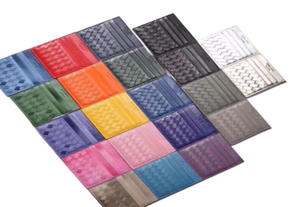 

genuine leather thin card holder mens front pocket card case leather ultra slim wallet men lambskin purse handwovenmini c1561182, Brown;gray