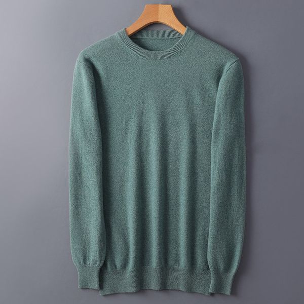 

mens sweaters spring and autumn 100% merino wool crew neck sweater soft cashmere knitted pullover flat versatile underlay highend 230905, White;black