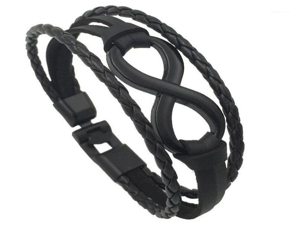 

drop 2020 black plated infinity bracelets hand braided 8 word charms bracelets leather rope bangles bracelet xy1702117674515, Golden;silver