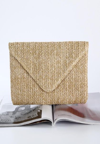

factory retaill whole brand new handmade straw evening bag envelope clutch with satin for weddingbanquetpartyporm9821245