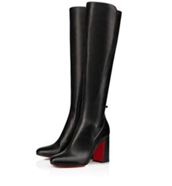 

elegant winter brands women s boots kronobotte knee boots chunky heels black calf leather lady booties party wedding eu35-434803374