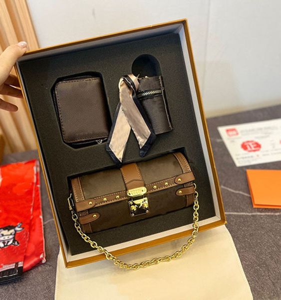 

3 piece set designer bag the christmas box bucket shoulder bag tote bag crossbody bag mini underarm bag women handbag mahjong bags embossed