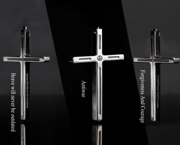 

titanium tc4 tactical cross pendant necklace with tungsten end for emmergency hammer personal defense4519248