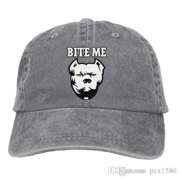 

pzx baseball cap for men and women bite me pitbull mens cotton adjustable jeans cap hat optional1994417, Blue;gray