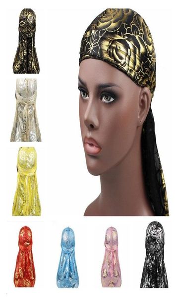 

floral durag bandanas long tail pirate hats turban hair accessories headband hat for women men head cover mens cap caps durags new1077287, Blue;gray
