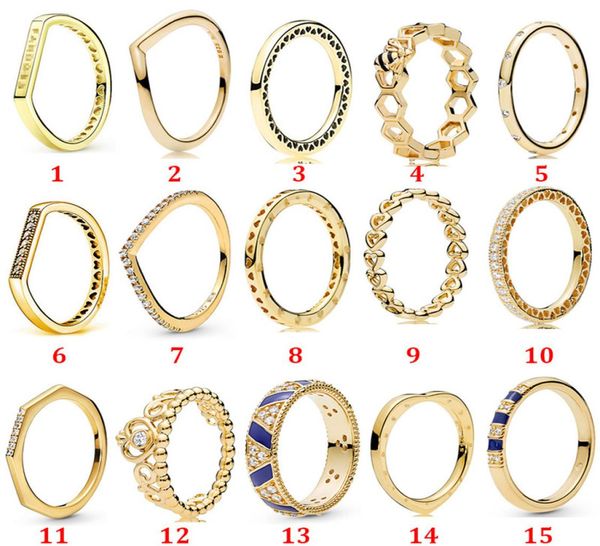 

designer jewelry 925 silver wedding ring bead fit gold shine wishing hearts ring love cubic zirconia diamonds european style rings birthday, Slivery;golden