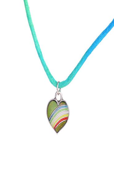 

children rainbow mood necklaces heart love pendant necklace temperature control color change locket necklace chain jewellery women6614200, Silver
