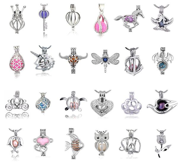 

49 styles pearl bead cage pendants silver plated diy jewelry making essential oil scent diffuser locket pendant jewelry setting gi5563527, Slivery;crystal