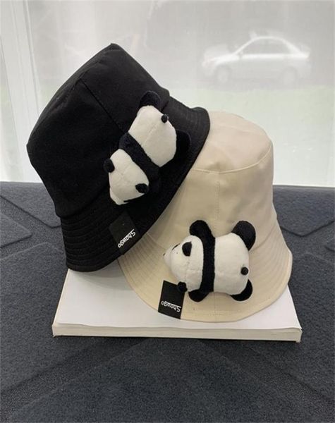 

panda plush doll bucket hat 2 in 1 women men fashion outdoor travel panama sunscreen sun hat packable fisherman caps 2208121816840, Blue;gray
