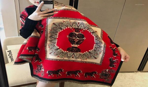 

scarves retro long ethnic doublesided silk scarf twill imitation cashmere women039s carriage bib shawl to keep warm19238589, Blue;gray