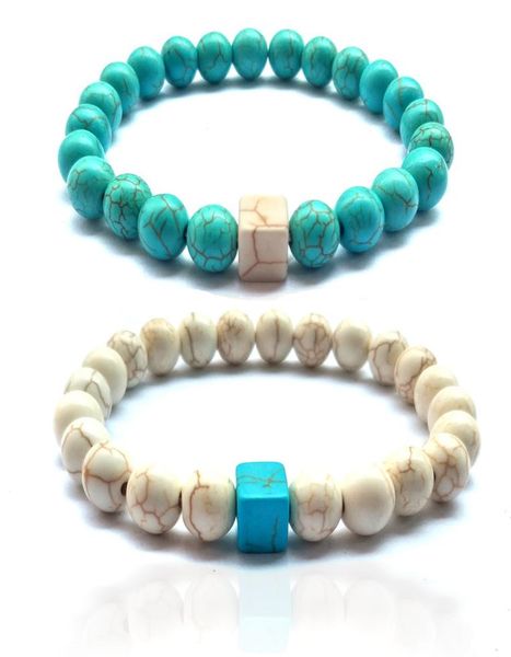 

4 styles square natural turquoise strand bracelet jewelry 8mm aromatherapy black lava stone diy essential oil diffuser bracelets w4580848