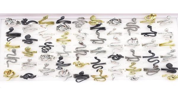 

wholesale 50pcs/lot rings vintage jewelry for men women punk style fashion finger accessories size adjustable party gift black golden silver