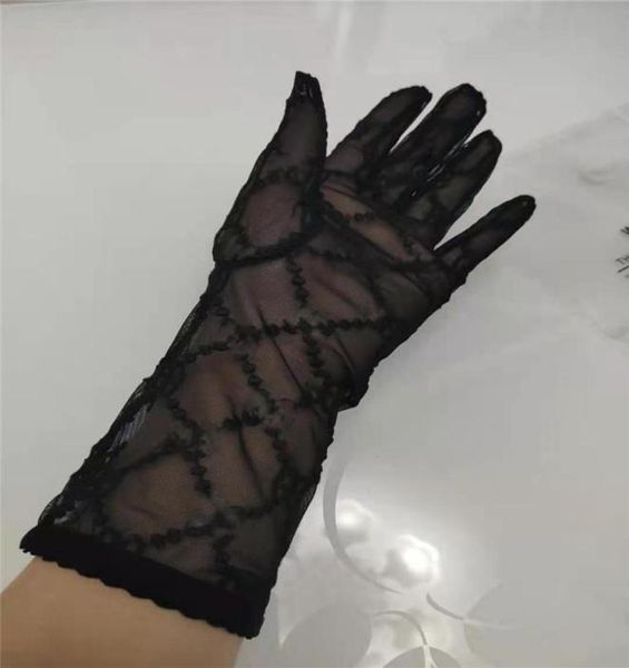 

women long lace bride bridal gloves wedding gloves crystals wedding accessories lace gloves for brides five fingerless wrist leng4126470, Blue;gray