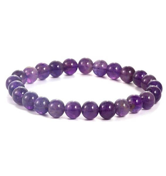 

2020 handmade gem semi precious gemstone 8mm round beads stretch bracelets for women men natural amethyst bracelets jewelry wholes8889420, Black
