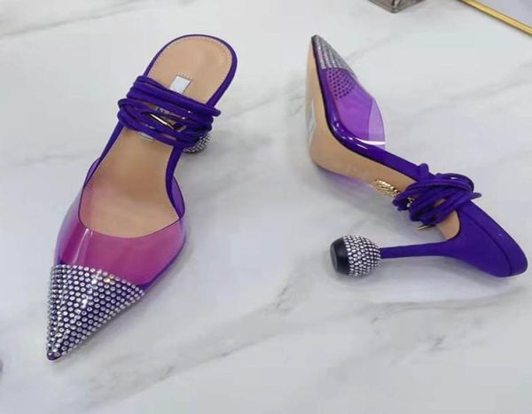 

2022 unique design heel sandals summer fashion candy color versatile red yellow jelly color women039s pointed toe 9095359, Black