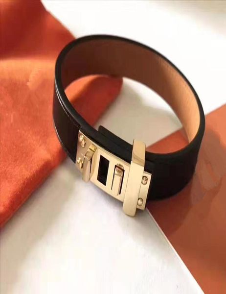

highquality designer jewelry men bracelets fashion designer bangle bright plane leather bracelet women h bracelet 6354719, Black