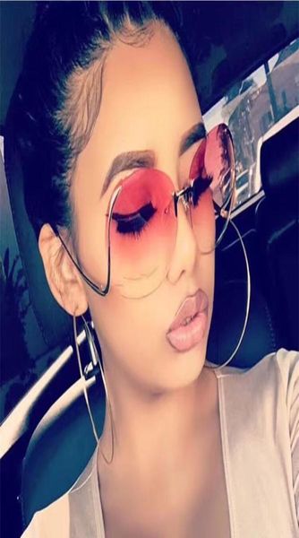 

sunglasses clear lens rimless gradient shades big frame women fashion designer chic eyewear uv4003900274, White;black