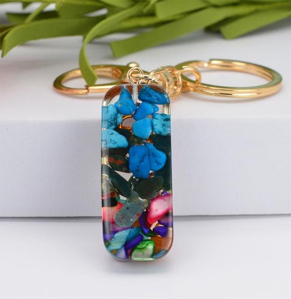 

reiki 7 chakra orgone pendant keychain energy healing crystals chips tumbled stones mixed orgonite resin keyring5935129, Silver