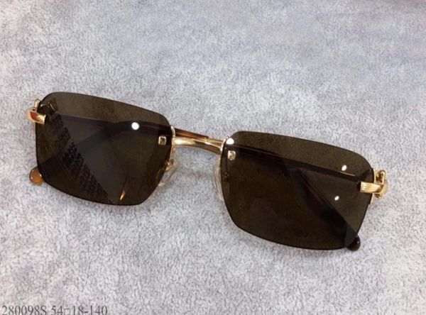 

rimless pilot sunglasses gold brown lens cool men glasses occhiali da sole fashion shades with box4581581, White;black