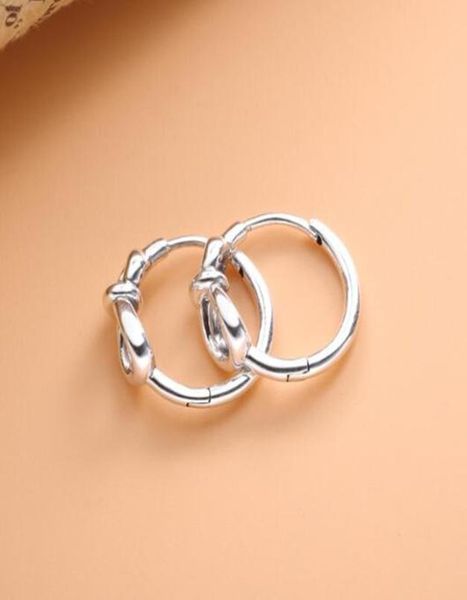 

2020 new 100% s925 sterling silver european style jewelry infinity knot hoop earrings with women jewelry2994256, Golden;silver