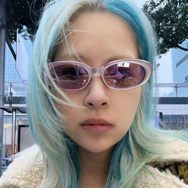 

small frame oval cosmic star sunglasses for women trend girl fashionable korean style sweet cool personality, White;black