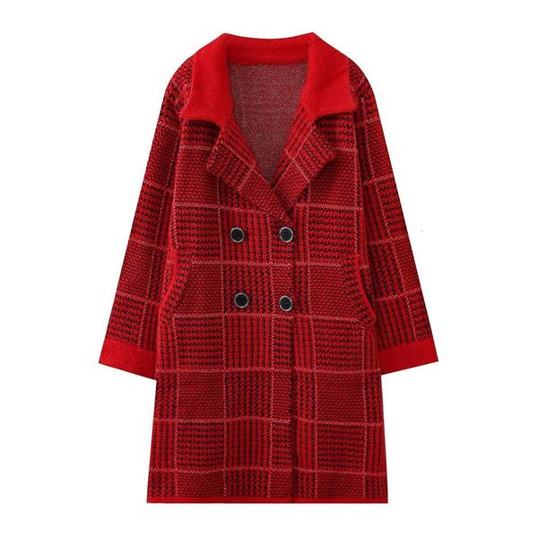 

womens wool blends unizera autumn wear european and american style versatile thick coat mid length loose plaid 230905, Black