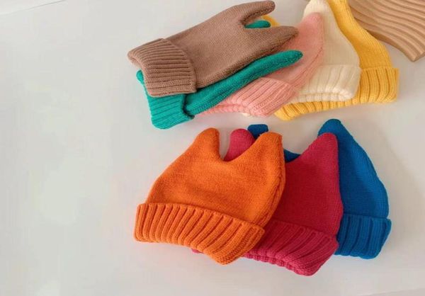 

beanies 2021autumn and winte korean s fashion warm cap children beanie hat girls boys devil horn knit cat ear hats1146455