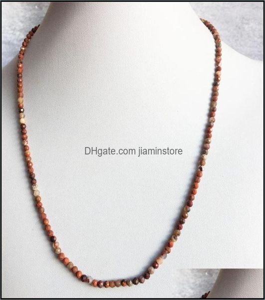 

chains m faceted red blood brecciated jasper necklace shiny natural stone chain chocker beaded mother daughter necklaces2202596, Silver