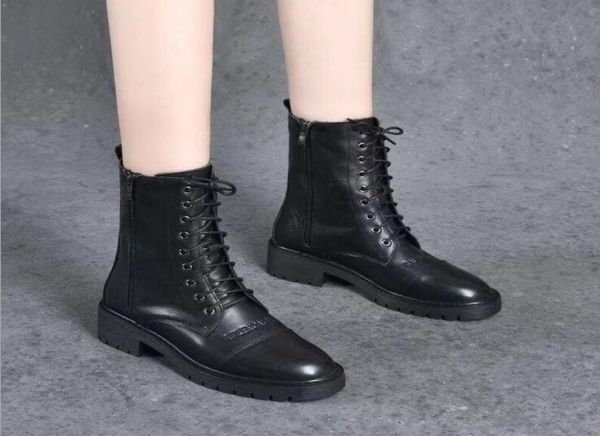 

2021 autumn and winter new first layer cowhide double zipper casual allmatch martin boots flat leather boots7310909, Black