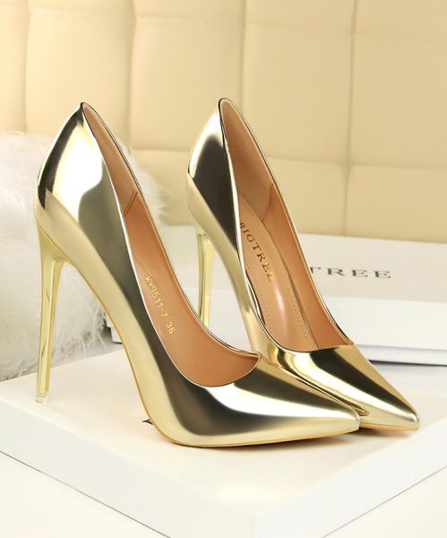 

women pumps elegant high heels pointed toe patent leather office lady shoes spring summer high heels wedding bridal woman shoes8612690, Black