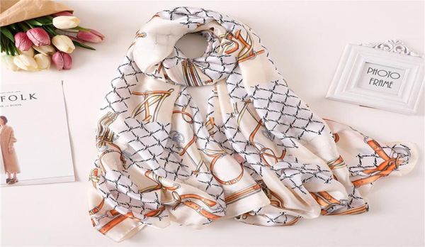 

design women silk scarf luxury print beach scarves lady foulard pashmina hijab shawls femme head band wraps 2020 new5003274, Blue;gray
