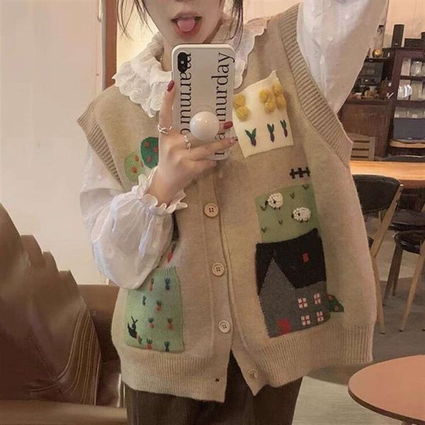 

knitted sweater vest jacket womens autumn sleeveless sle, Black;white