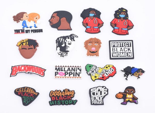 

black lives matter/nurse/africa/unite pvc designer shoe charms for pvc bracelets and sandals wholesales r price4970129, White;pink