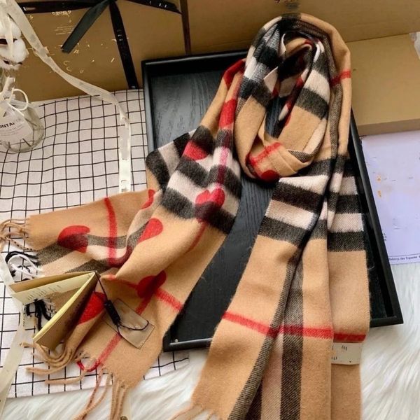 

New Designer Scarf Women's Men's Stripe Love Lovers Scarves Shape Fashion Brand 100% Cashmere Winter Christmas Gift with Original Box UTTB
