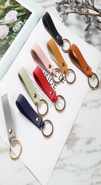 

classic design vintage style leather keychains lovers key chain 8 colors leathers 30mm gold circle ring keychain2529149, Silver