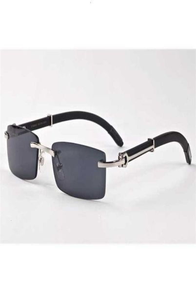 

vip whole rimless for men fashion wood bamboo retro buffalo horn glasses brown black clear glass lens sunglasses4710959, White;black
