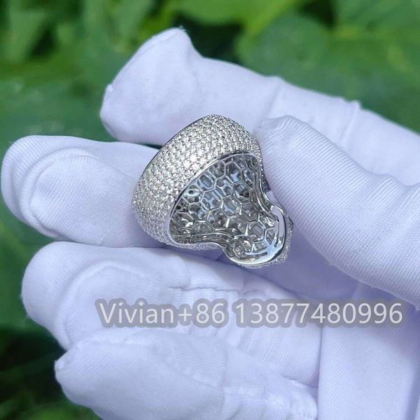 

dpm3 vivian cross baguette iced out diamond ring sterling sier 925 vvs moissanite hip hop fi, Slivery;brown