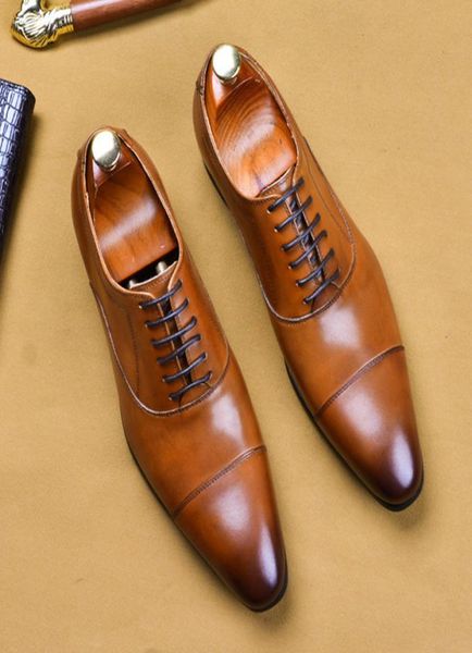 

summer mens formal shoes genuine leather oxford shoes for men italian 2019 dress wedding shoes laces leather brogues1924755, Black