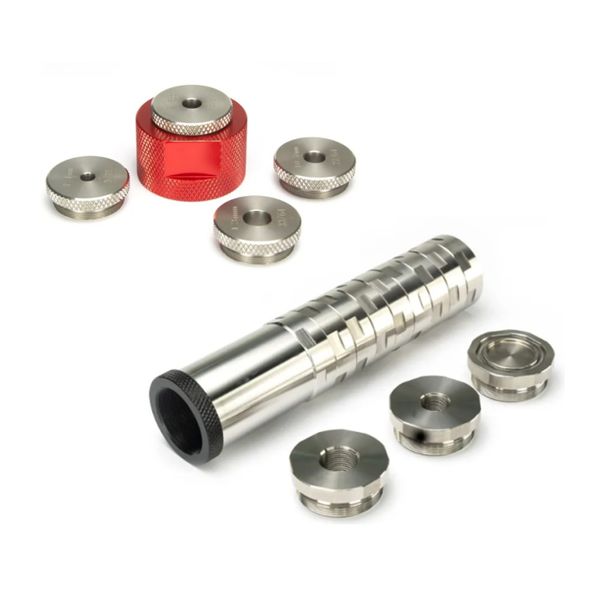 

7"l 1.5"od 17-4 stainless steel solvent trap 1/2x28 and 5/8x24 dodecagonal modular solvent trap 1.375x24 mst fuel filter with jig