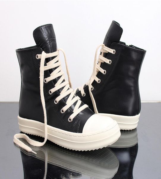 

sual rock shoes wax leather canvas ankle boots classic lace up high shoes men sneakers6725560, Black