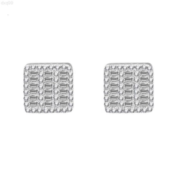 

new arrival stylish mens hip hop baguette cut lab diamonds 925 solid silver hip hop earrings, Golden