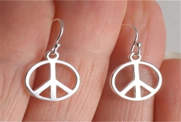 

dangle chandelier antique silver color peace sign earrings symbol charms5261786
