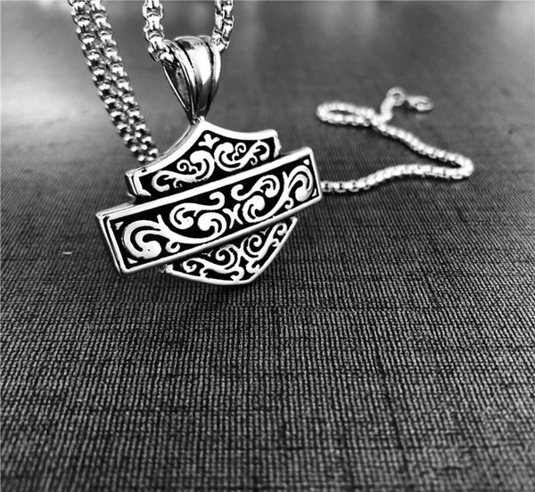 

fast shipment motorcycles style necklace 316l stainless steel jewelry biker gold silver shield pendant with chain7496825