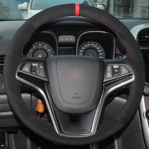 

diy hand sewing steering wheel cover black sued for chevrolet malibu 2011-14247y
