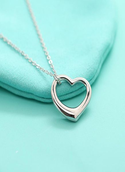 

elegant brand jewelry sterling 925 silver simple open heart pendant love necklace trendy bijoux birthday gift for women9852239