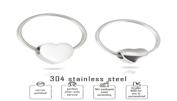 

keychains blank polish heart beads key chain 304 stainless steel ringskey holderkey fobkey accessories diy jewelry making 10pcs2009340, Silver