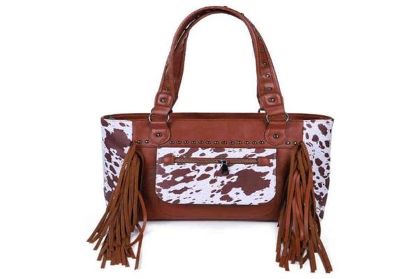 

shopping bags tassel cowhide concealed carry studded shoulder large pu leather hobo handbag crossbody purse luxury designer for wo1131657